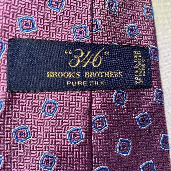346 Brooks Brothers Dress Tie Men’s Size 57” Pink Geometric 100% Silk Formal - Picture 2 of 12